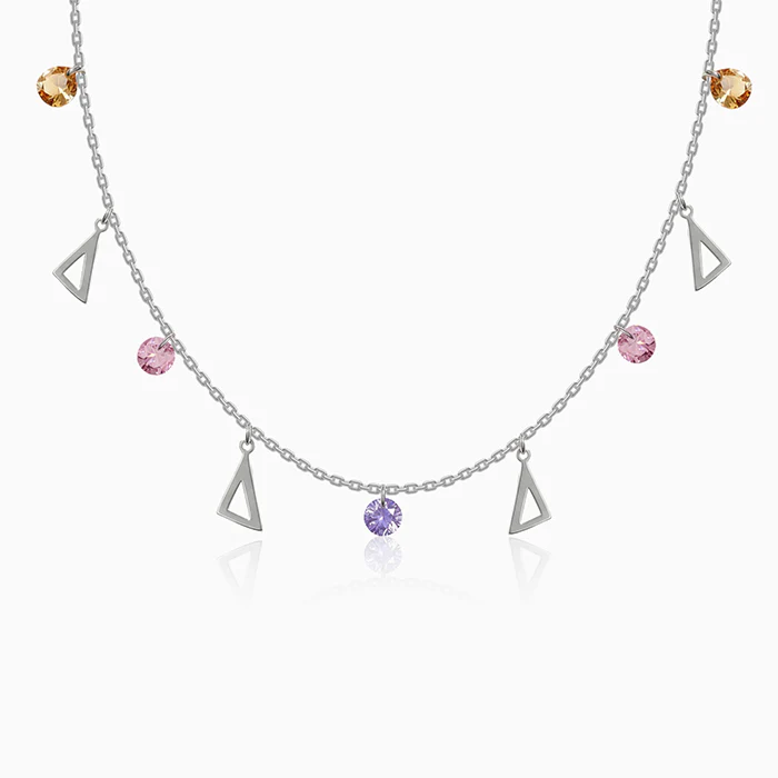 Silver Geometric Charm Choker Necklace