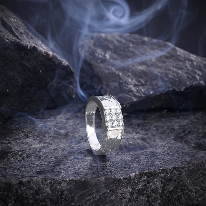 Silver Geometric Glimmer Ring For Him - Image 2