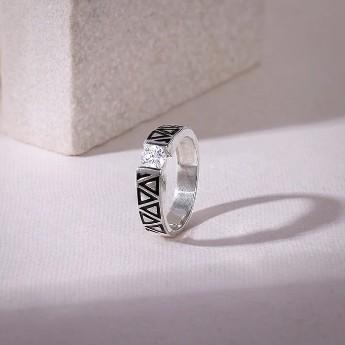 Silver Geometric Majesty Ring For Him - Image 2