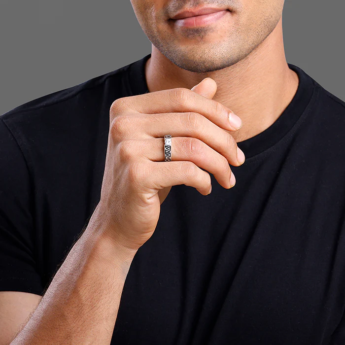 Silver Geometric Majesty Ring For Him - Image 3