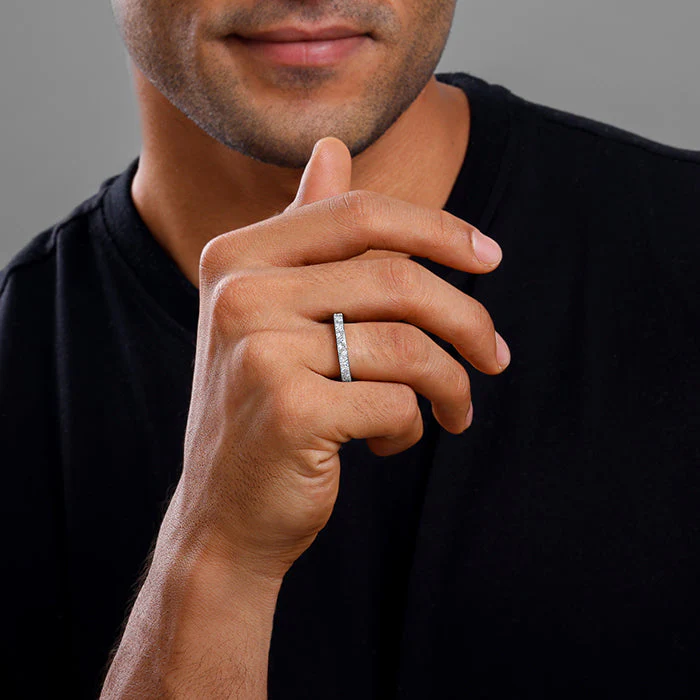 Silver Geometric Triangle Ring For Him - Image 3