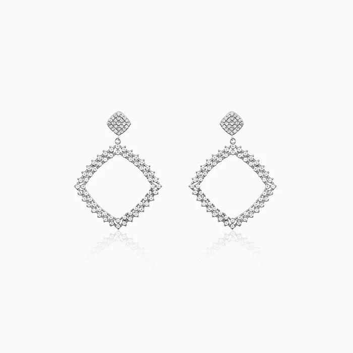 Silver Geometry Drop Earrings