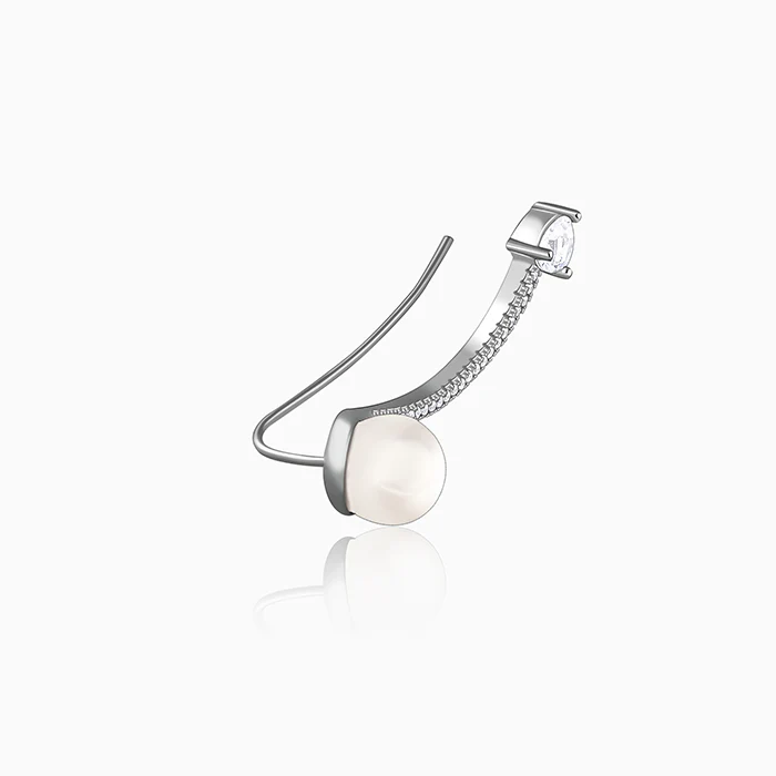 Silver Gina Pearl Climber Earrings - Image 4