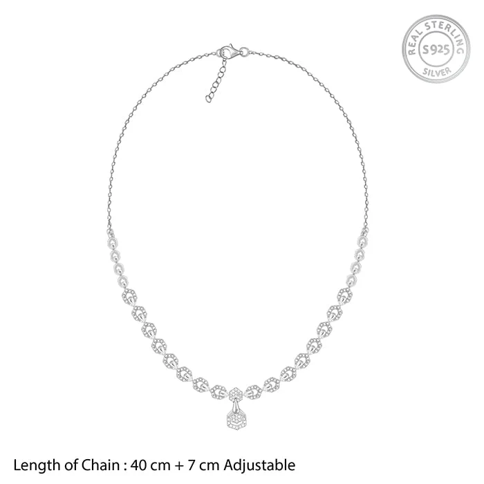 Silver Glittering Hexagon Necklace - Image 4