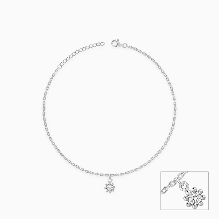 Silver Glow Linked Chain Anklet - Image 3