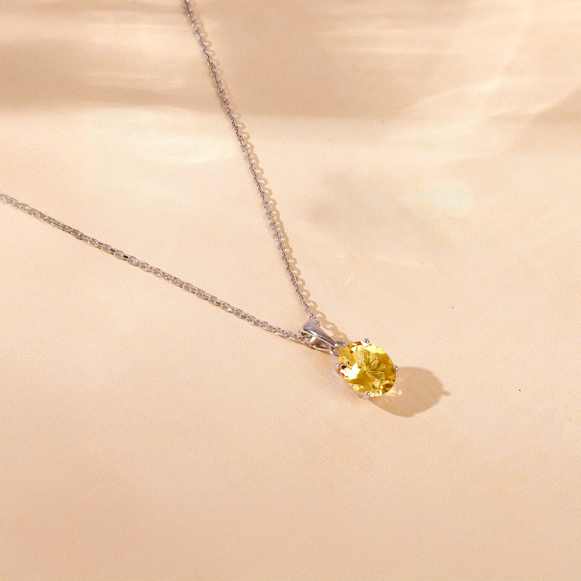 Silver Grace Citrine Pendant With Link Chain - Image 2