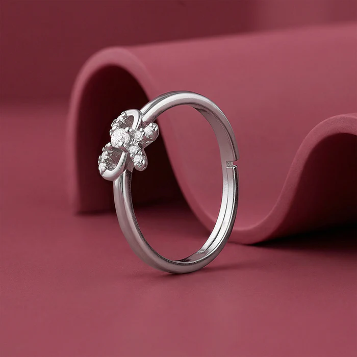Silver Graceful Bow Ring - Image 2