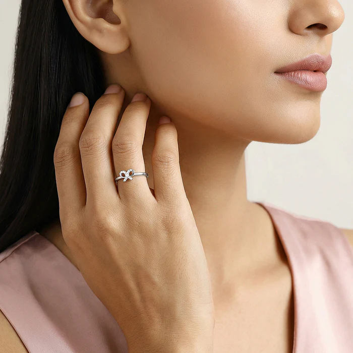 Silver Graceful Bow Ring - Image 3