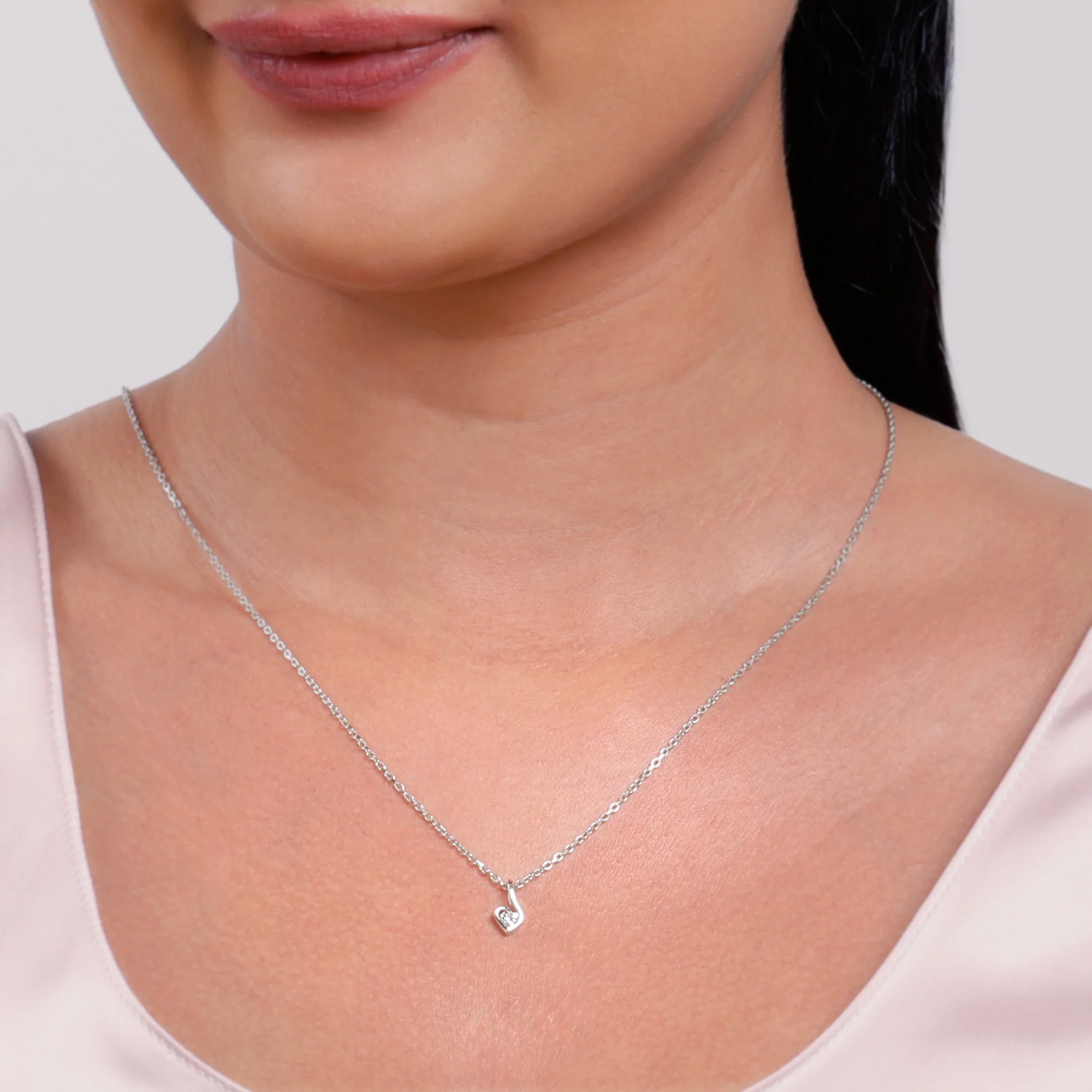 Silver Graceful Love Pendant With Link Chain - Image 3