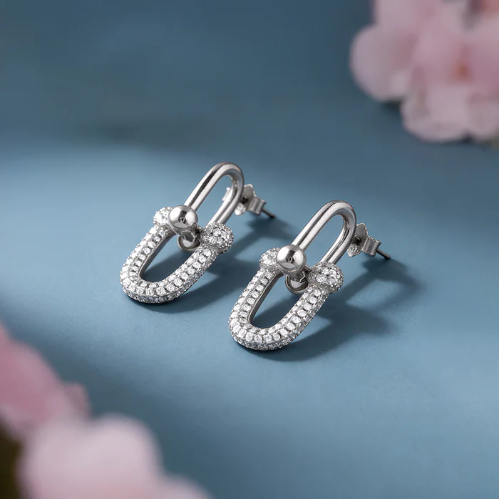 Silver Graduated Link Earrings - Image 2