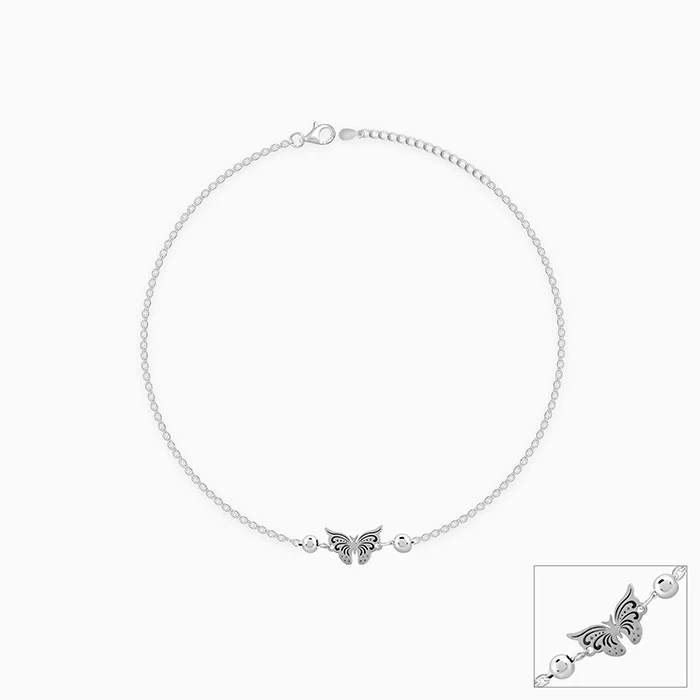 Silver Gypsy Butterfly Anklet - Image 4