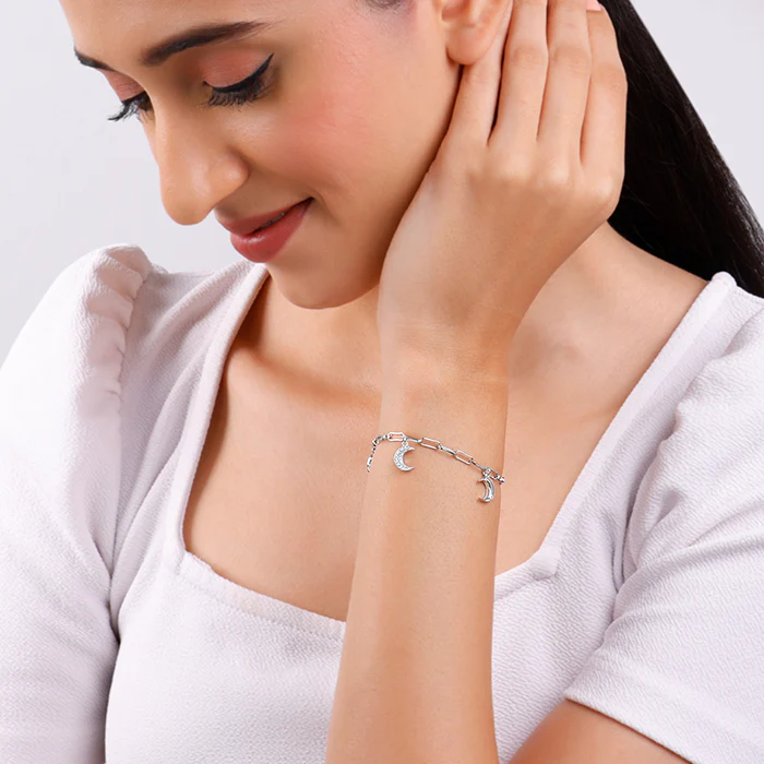 Silver Half Moon Bracelet - Image 3