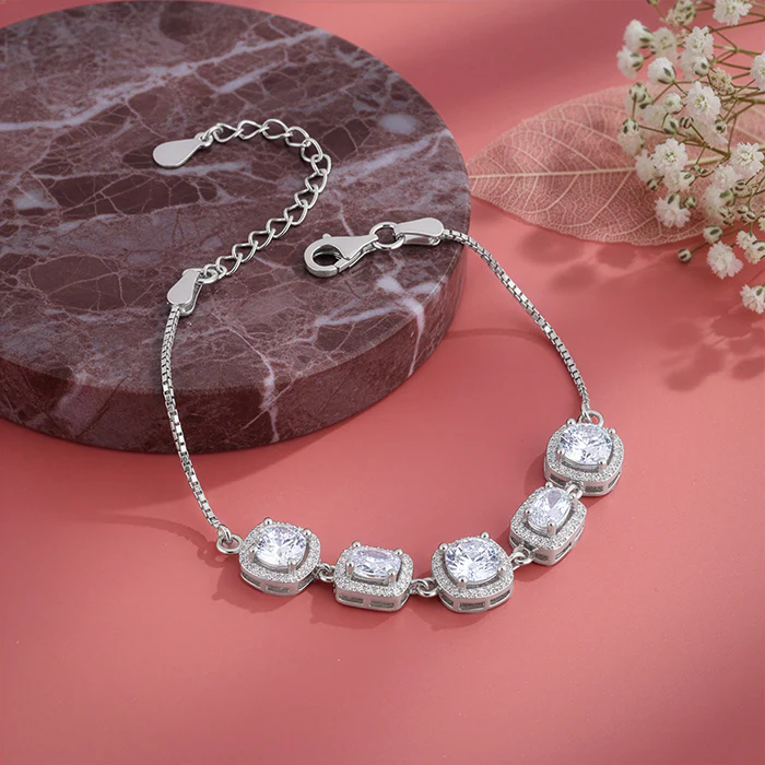 Silver Haloed Elegance Bracelet - Image 2
