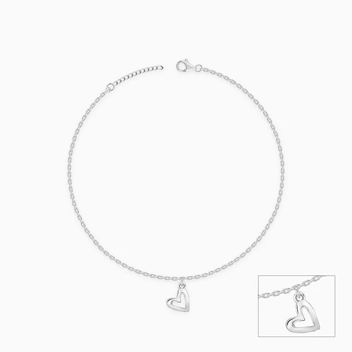 Silver Happy Heart Anklet - Image 3
