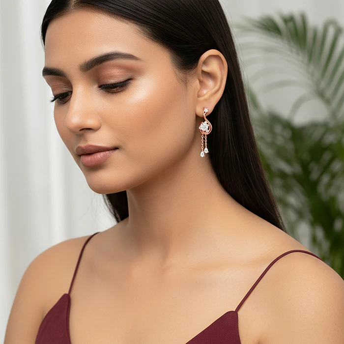 Rose Gold Carry Your Heart Earrings - Image 3