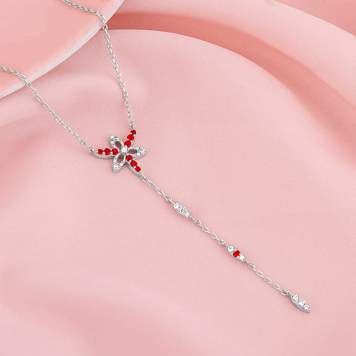 Silver Heart in Heart Lariat Necklace - Image 2