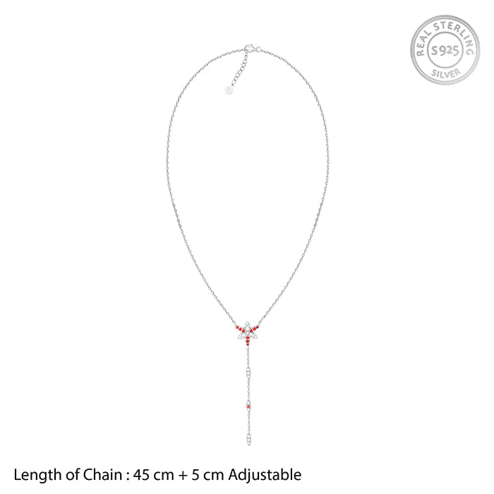 Silver Heart in Heart Lariat Necklace - Image 4