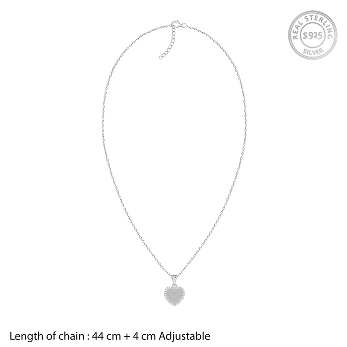 Silver Heart Ray Pendant With Link Chain - Image 5
