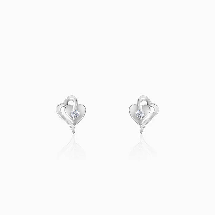 Silver Heart Studs