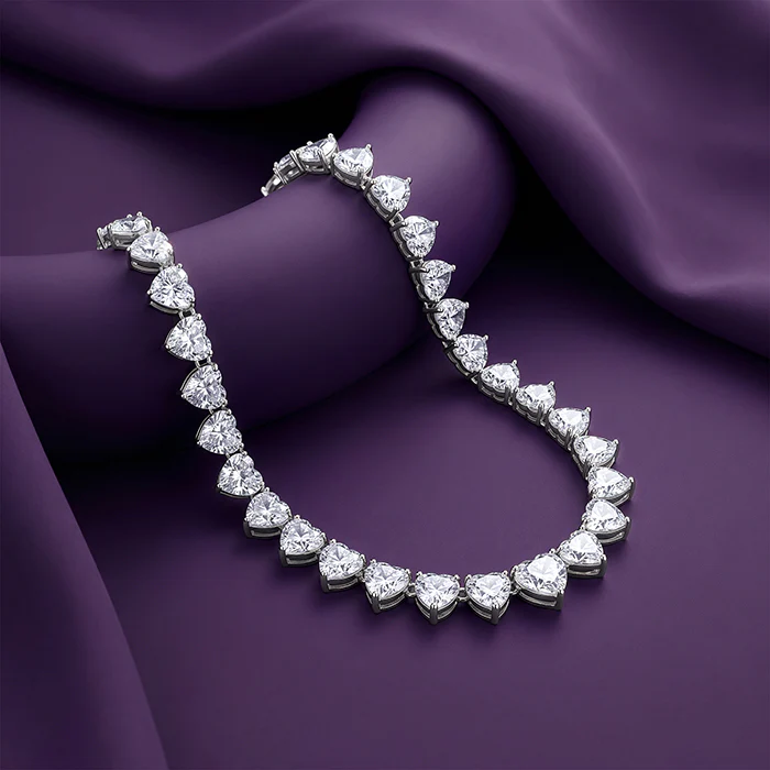 Silver Heart Tennis Necklace - Image 2