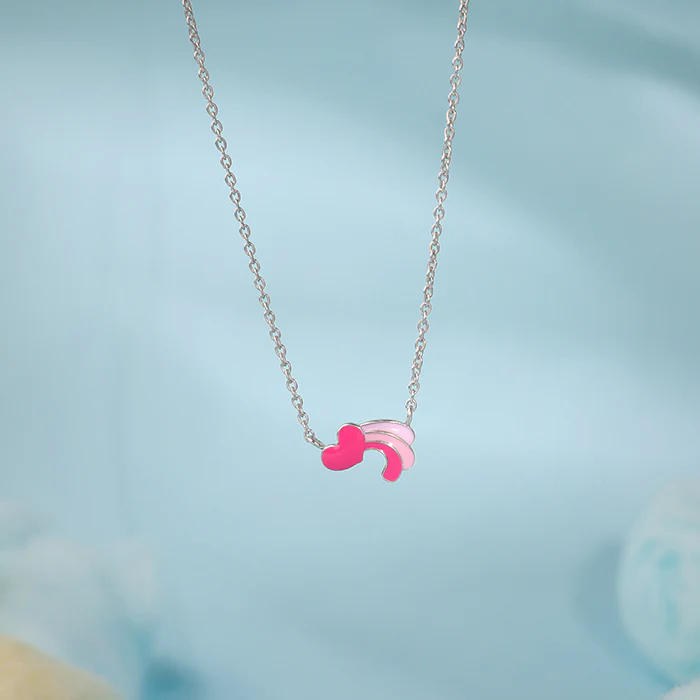 Silver Heart Wings Kids Necklace - Image 2