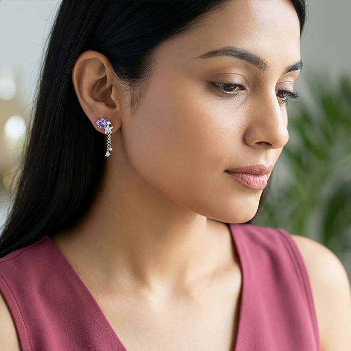 Silver Heartline Drift Earrings - Image 3