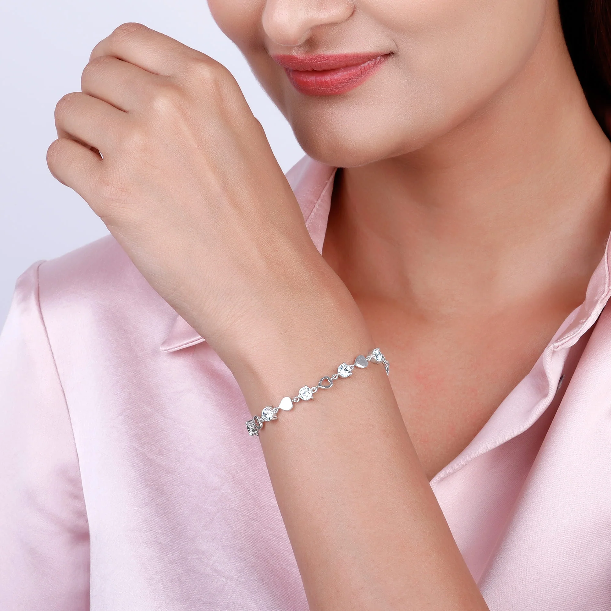 Anushka Sharma Silver Heartlock Bracelet - Image 3