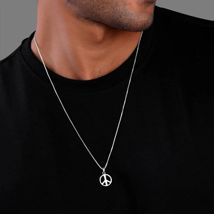 Silver Heavenly Peace Pendant With Box Chain For Him - Image 3
