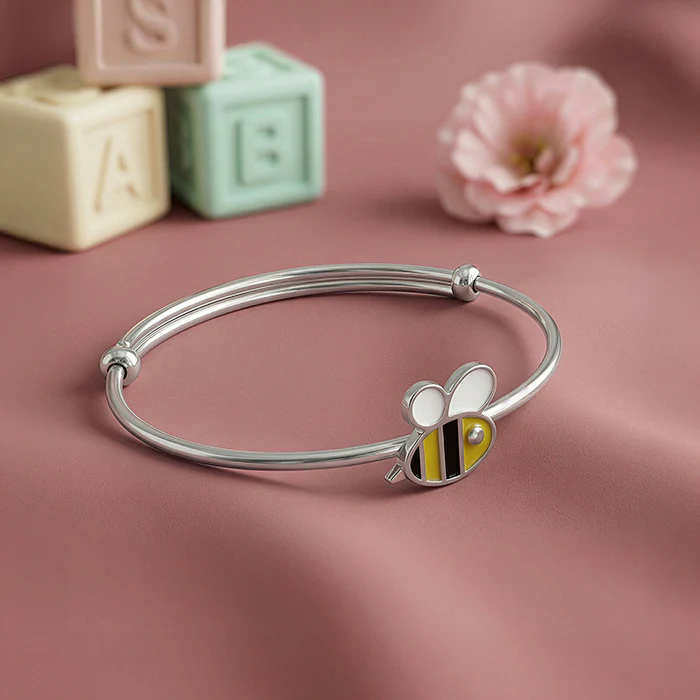 Silver Honey Pop Kids Bangle Bracelet - Image 2