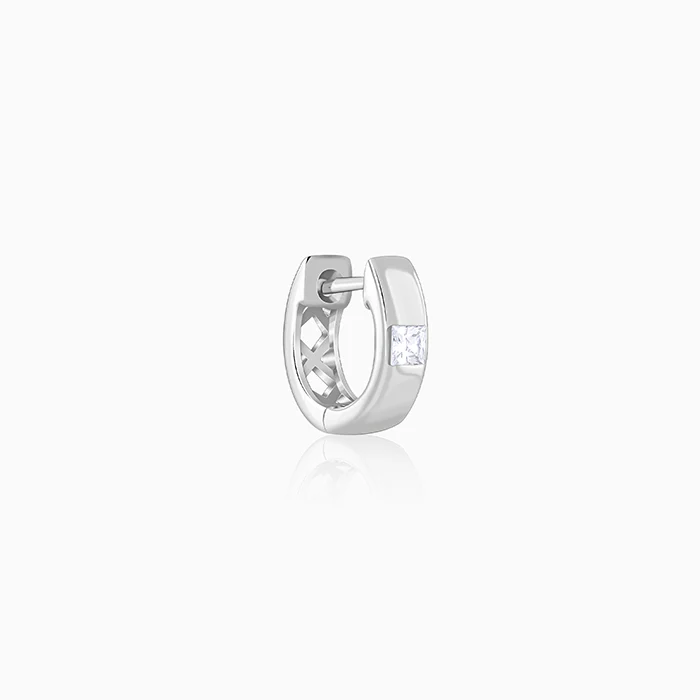 Silver Ice Hoop Earring For Him - Image 5