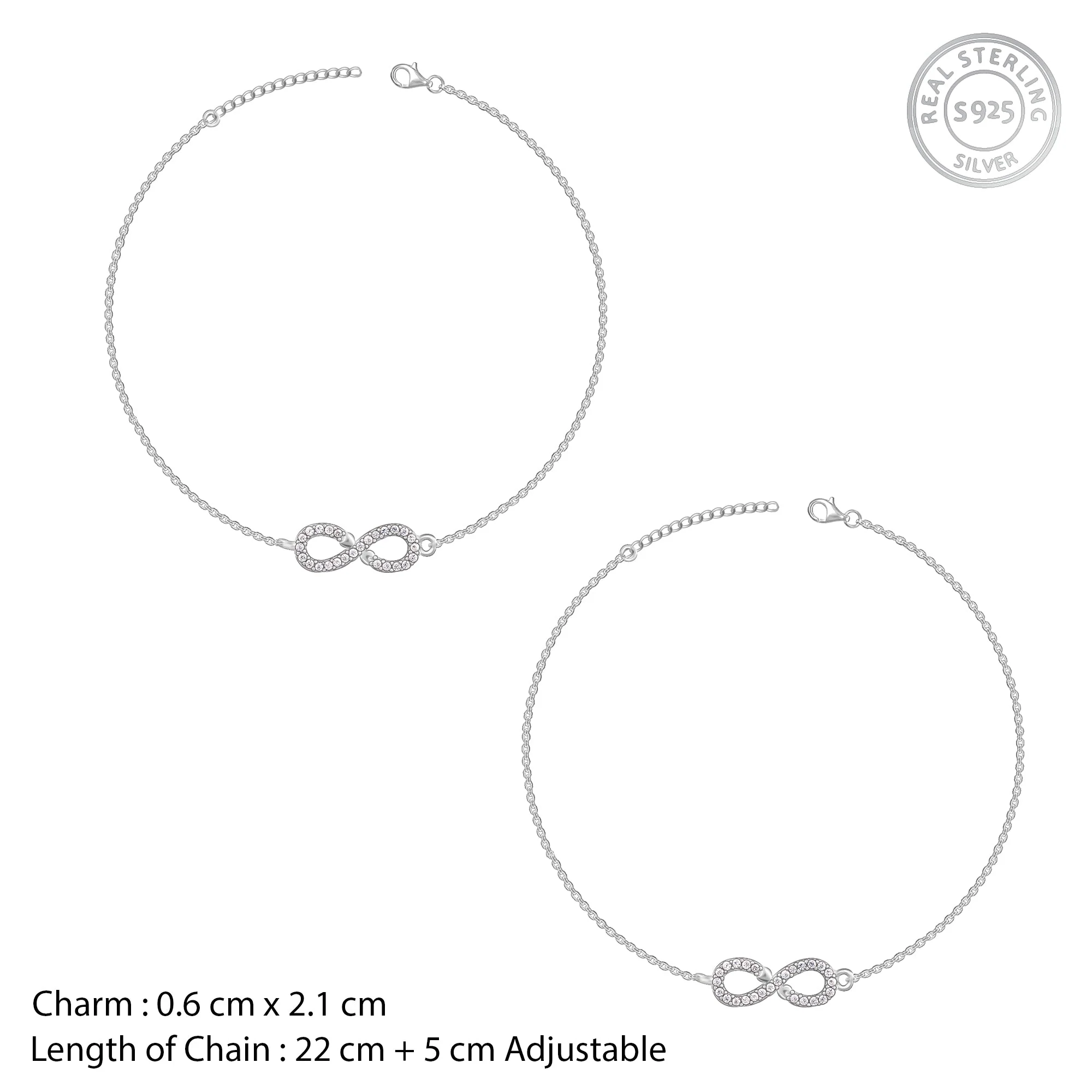 Silver Infinity Zircon Anklet - Image 3