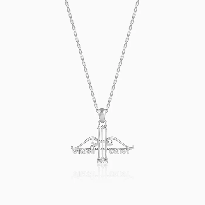 Silver Jai Shree Shyam Pendant With Box Chain For Him