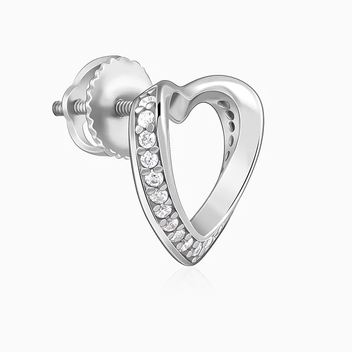 Silver Jolly Heart Studs - Image 4