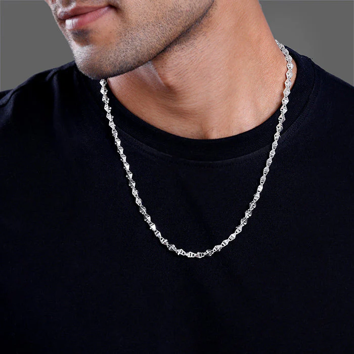 Silver Kite Beveled Chain For Him - Image 3