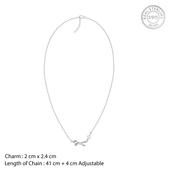 Silver Korean Bow Necklace - Image 4