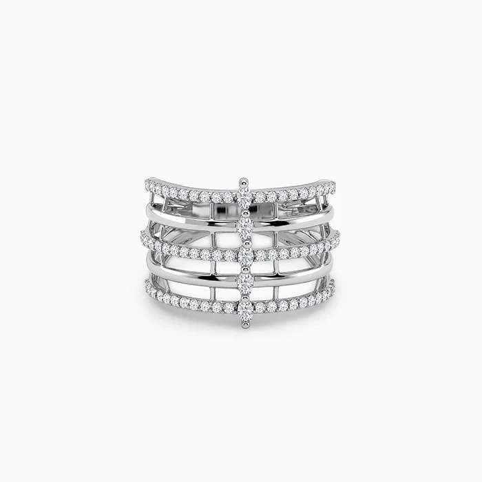 Silver Lattice Stack Ring (Size 12)