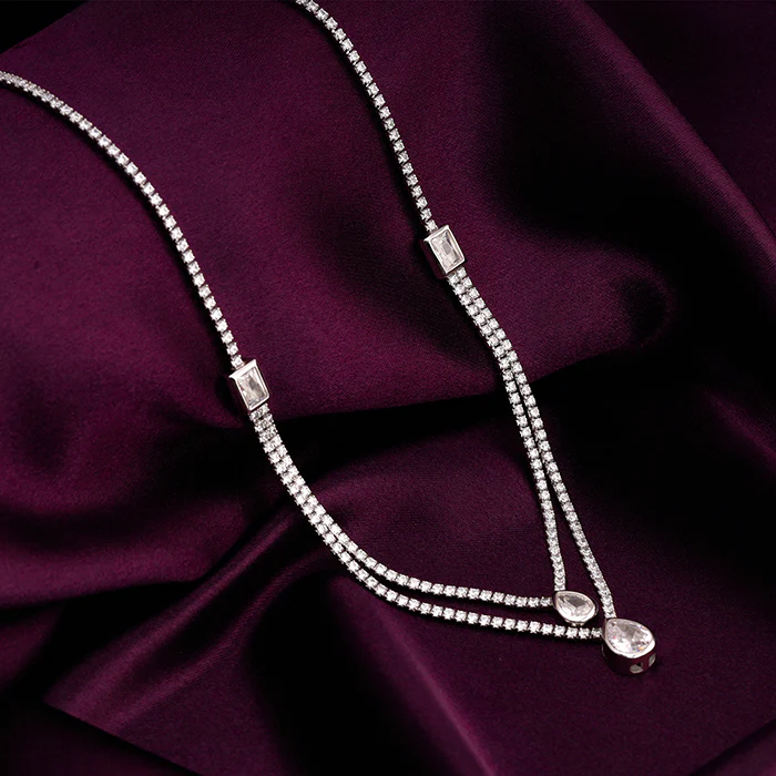 Anushka Sharma Silver Layered Drop necklace - Image 2
