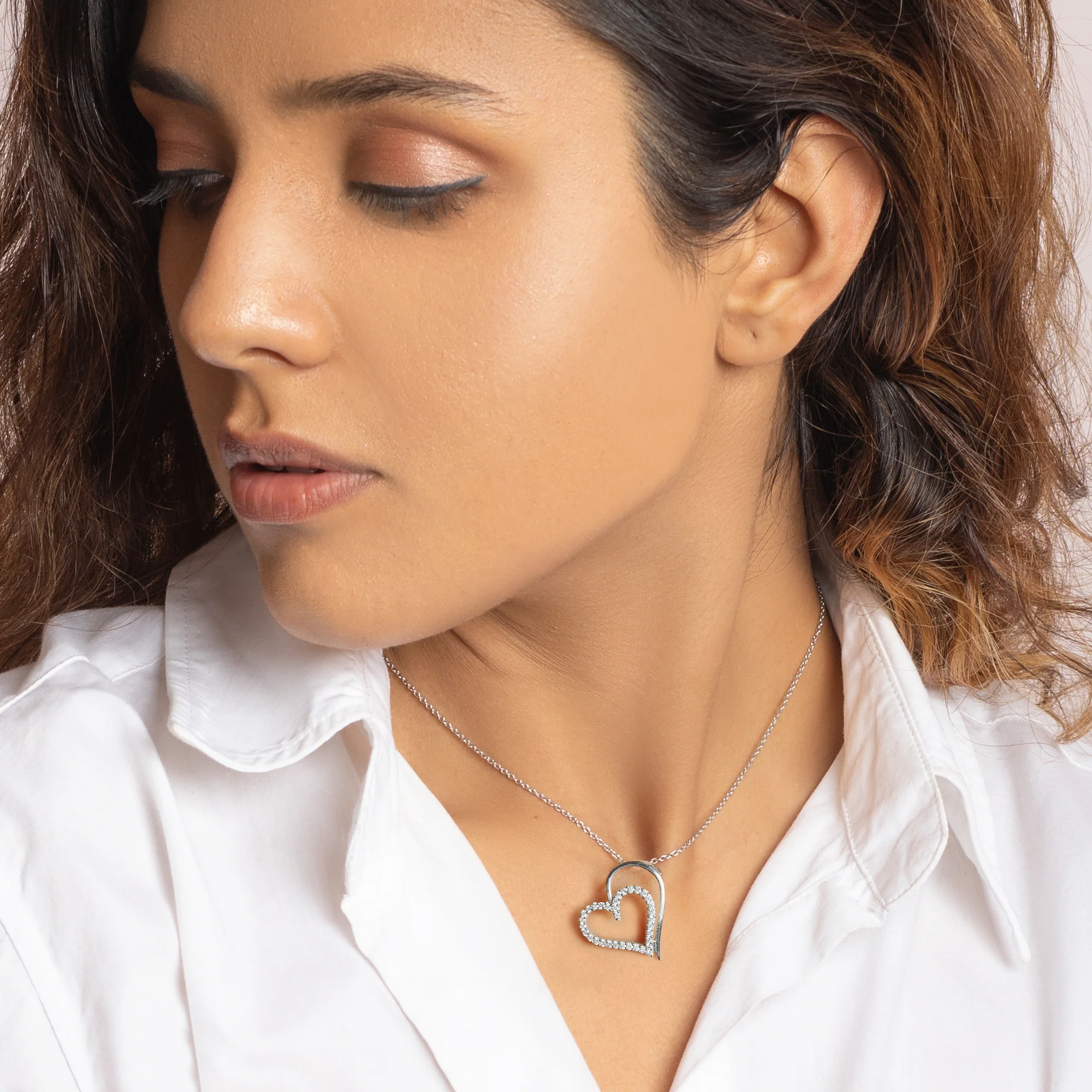 Silver Layered Heart Pendant - Image 2