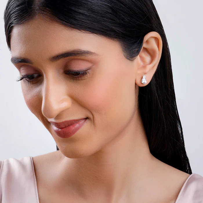 Silver Leafy Teardrop Earrings - Image 3