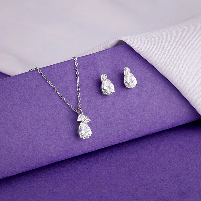 Silver Leafy Teardrop Set - Image 2