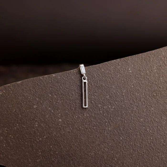 Silver Linear Drift Earring For Him - Image 3