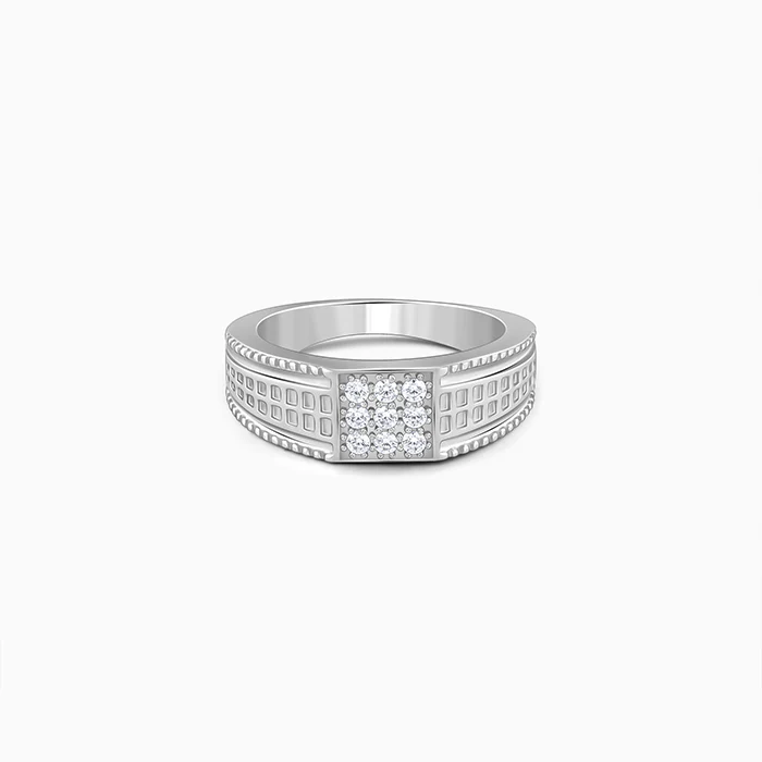 Silver Lustrous Square Ring For Him