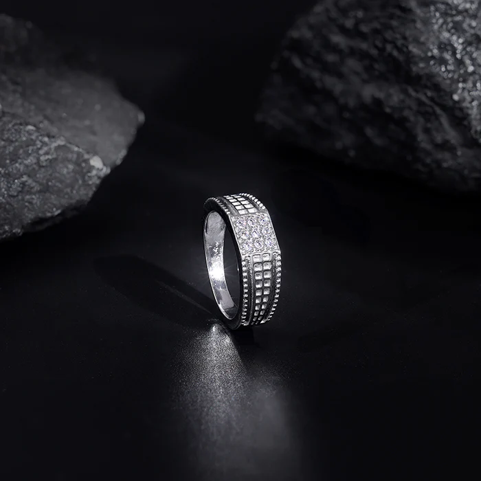 Silver Lustrous Square Ring For Him - Image 2