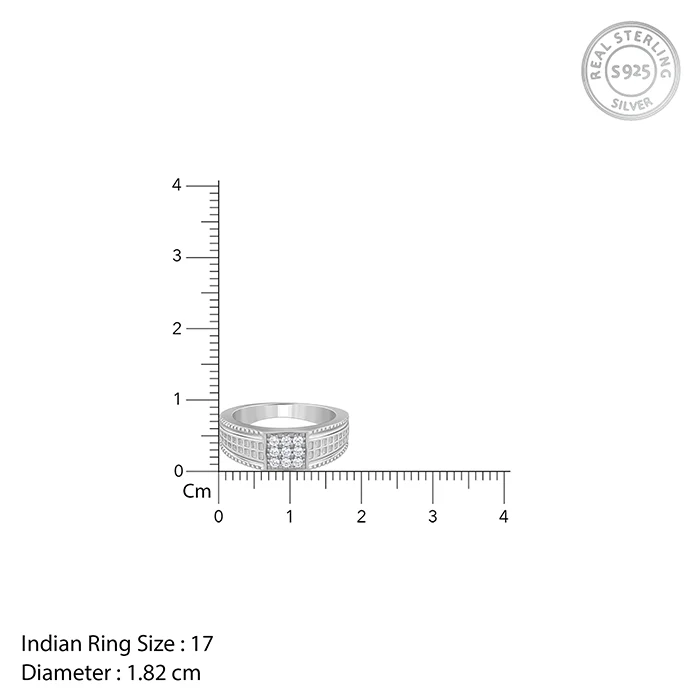 Silver Lustrous Square Ring For Him - Image 5