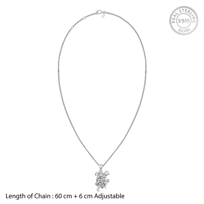 Silver Mahabali Hanuman Pendant with Box Chain For Him - Image 6