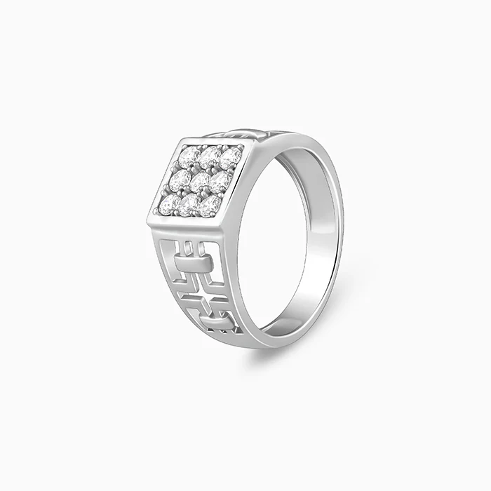 Silver Matrix Cross Ring For Him - Image 4