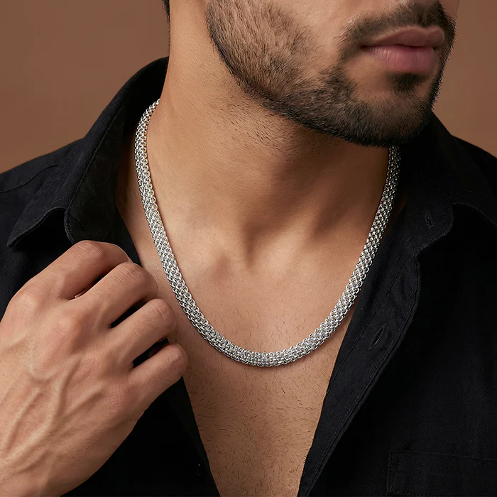 Silver Mesh Chain for Him - Image 3