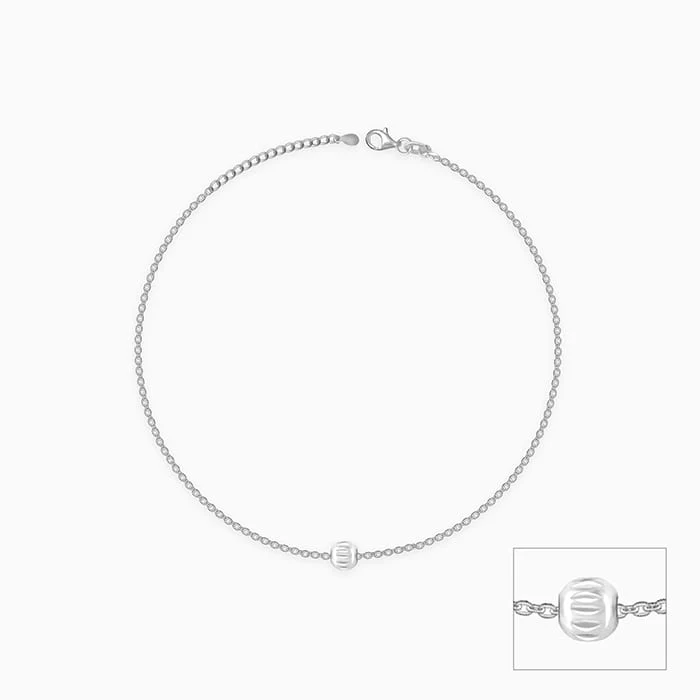 Silver Minimal Bead Anklet - Image 3
