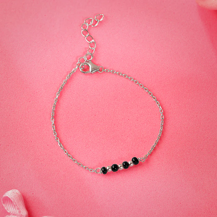 Silver Minimal Nazariya Kids Anklet Pair - Image 2