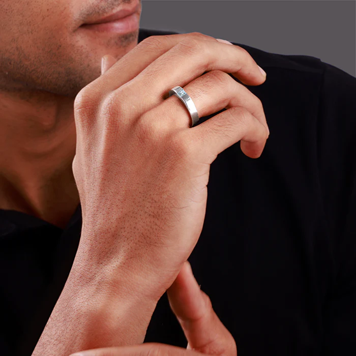 Silver Minimal Topaz Ring For Him - Image 3